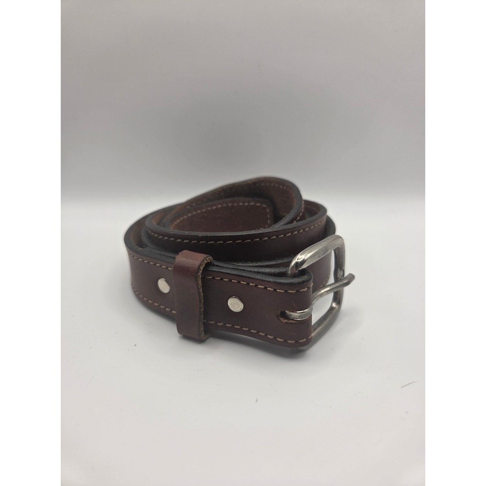 Main Street Brand Leather Belt Mens 44 Brown Stitched USA Made Workwear Western